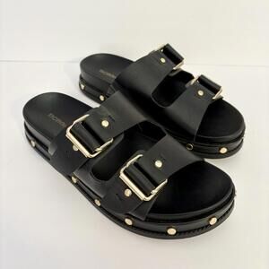 BCBG Generation Bamba Platform Sandal Women's Size 9 Black Sandals Gold Studs